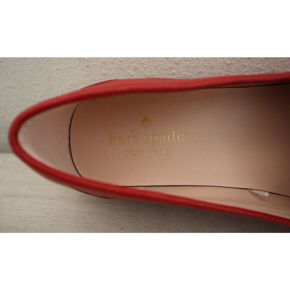 Kate Spade A25/132 Women’s Sz 10B Red Desi Leather Bow Slip-On Loafers - Picture 9 of 12